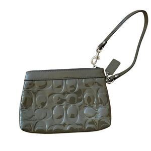 Coach Moss Green Patent Leather Signature Wristlet Y2K Aesthetic